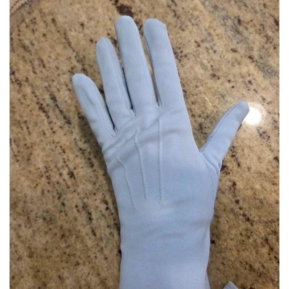 Vintage Womens Size L/XL Light Blue Nylon Formal Gloves Bridgerton
